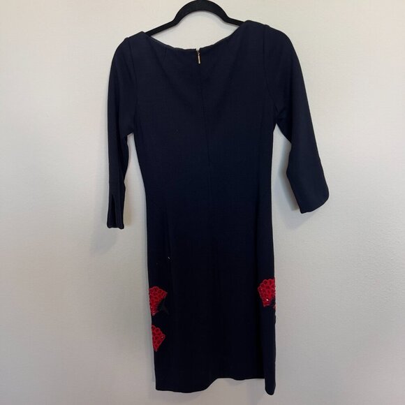 TORY BURCH Etta Blue Wool Blend Bead & Sequin Embellished Mini Dress Women Sz S - Picture 5 of 6